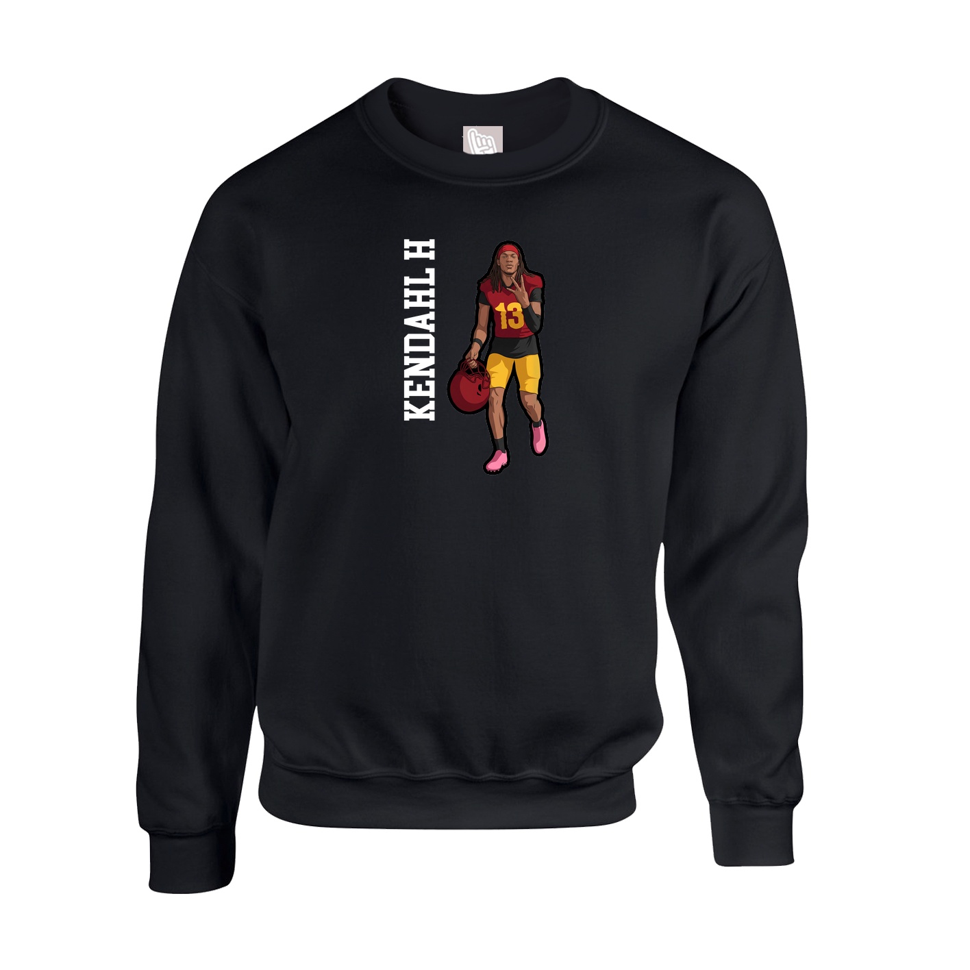 Fleece Crew — Name Vertical in Black