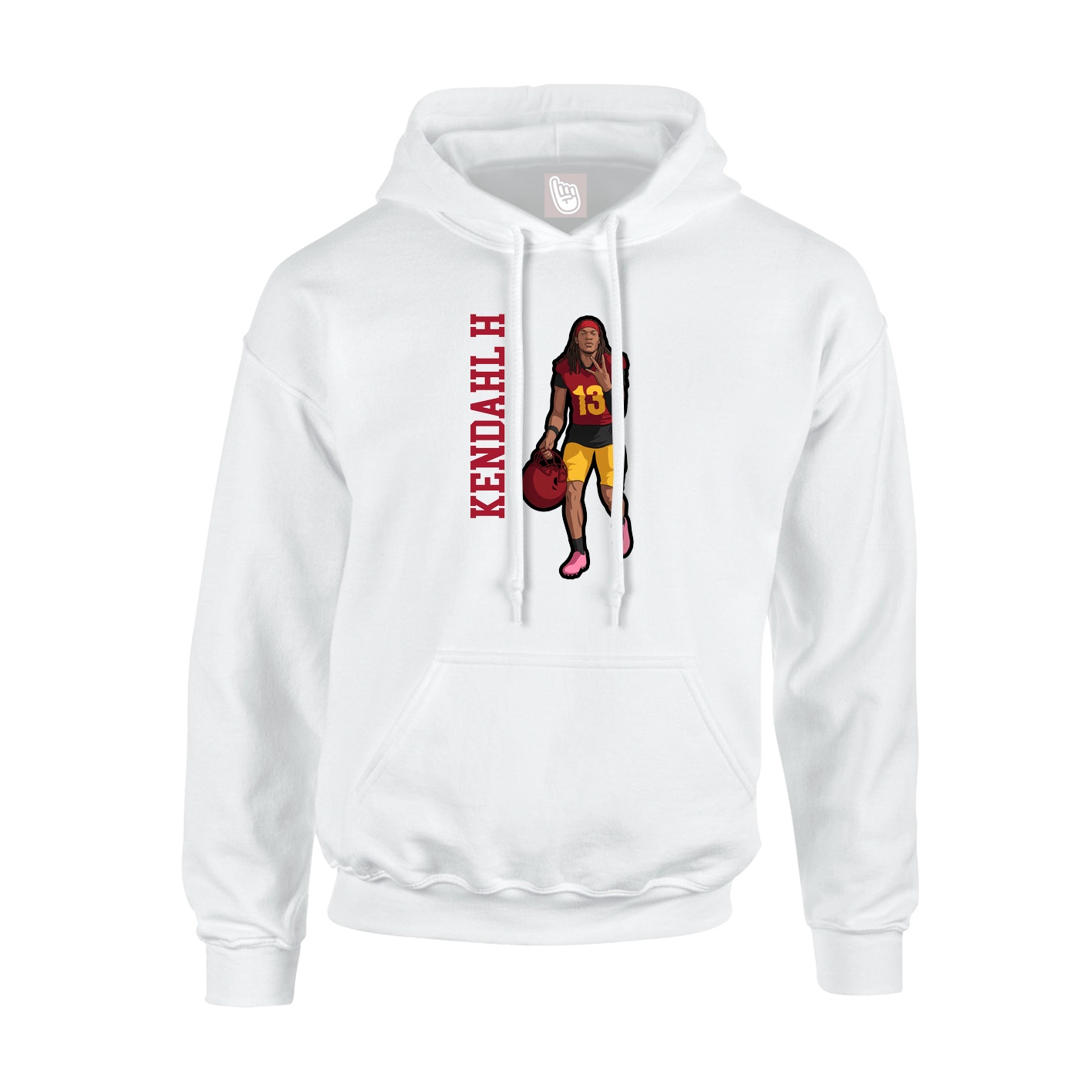 Youth Hoodie — Name Vertical in White