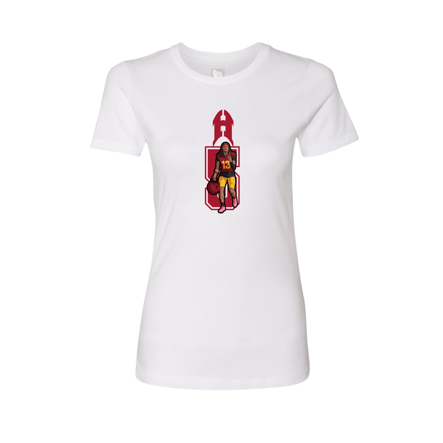 Fitted Women's Tee — Number in White