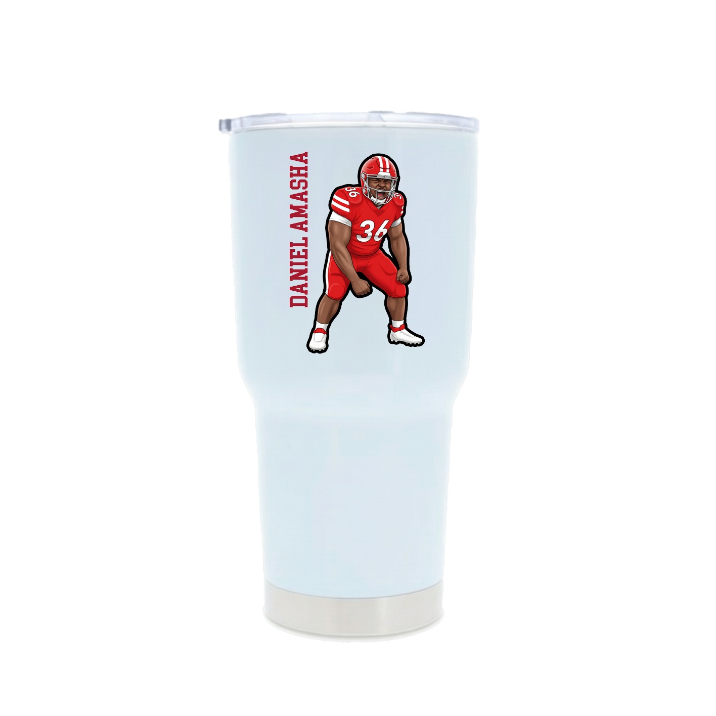 30oz Stainless Steel Tumbler — Name Vertical in White