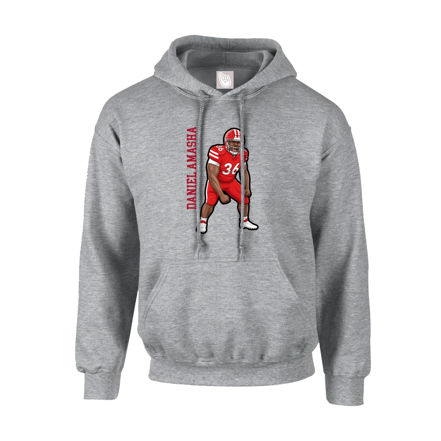 Youth Hoodie — Name Vertical in Grey