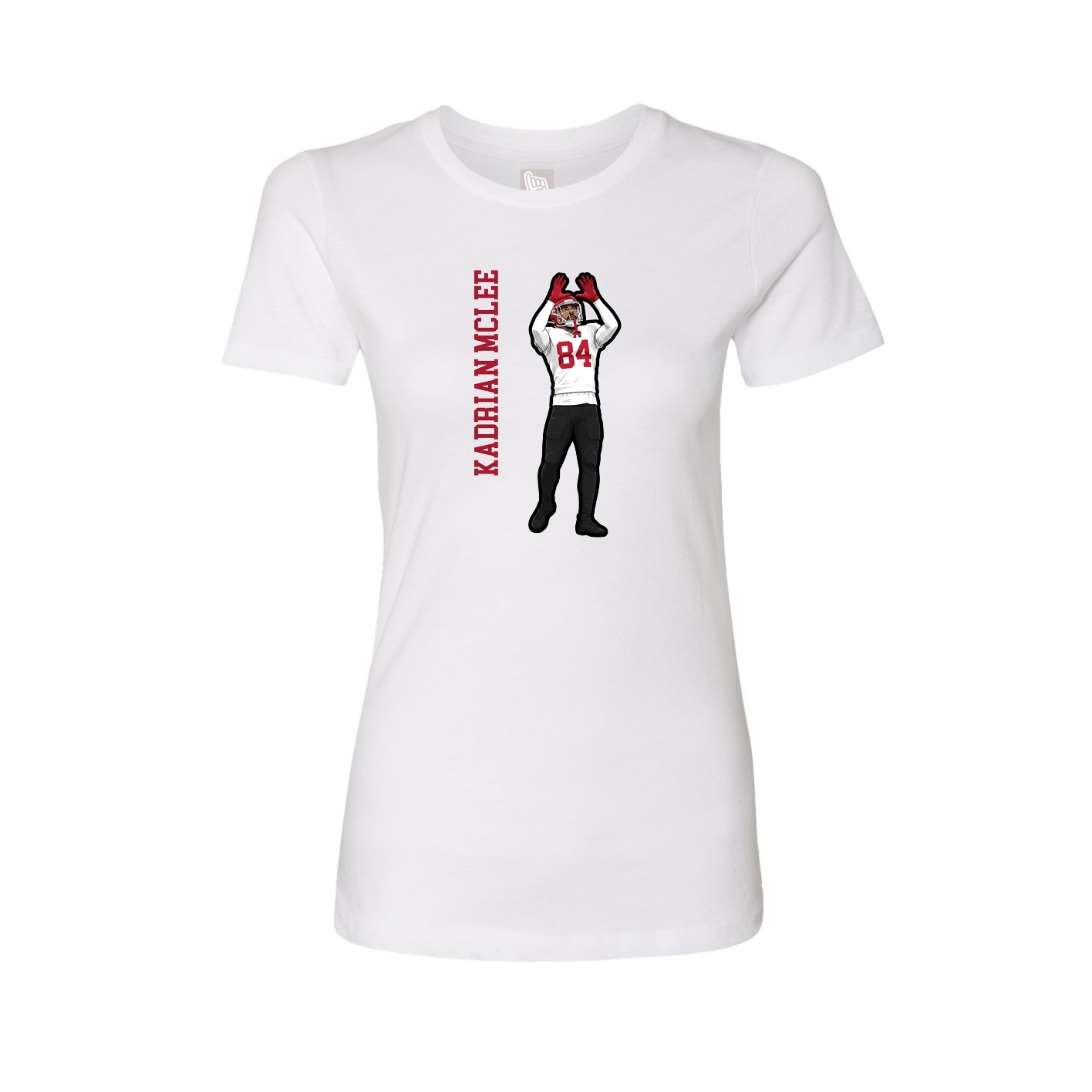 Womens Tee — Name Vertical in White