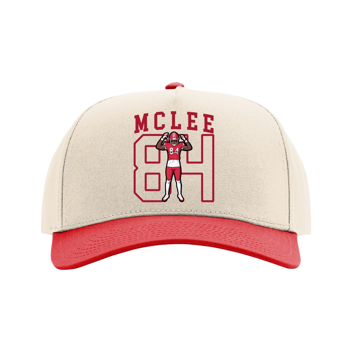 Full Fabric Five-Panel Champ Cap — Shirsey in Cream/Red