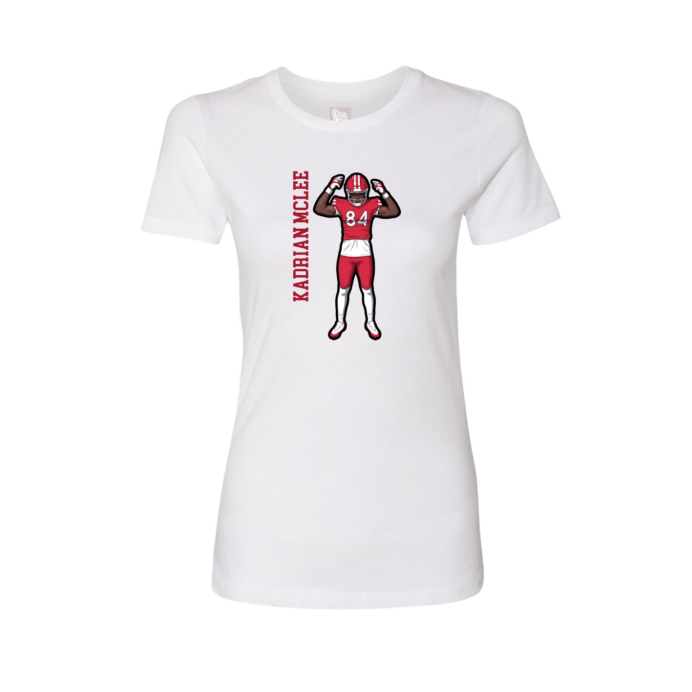 Womens Tee — Name Vertical in White