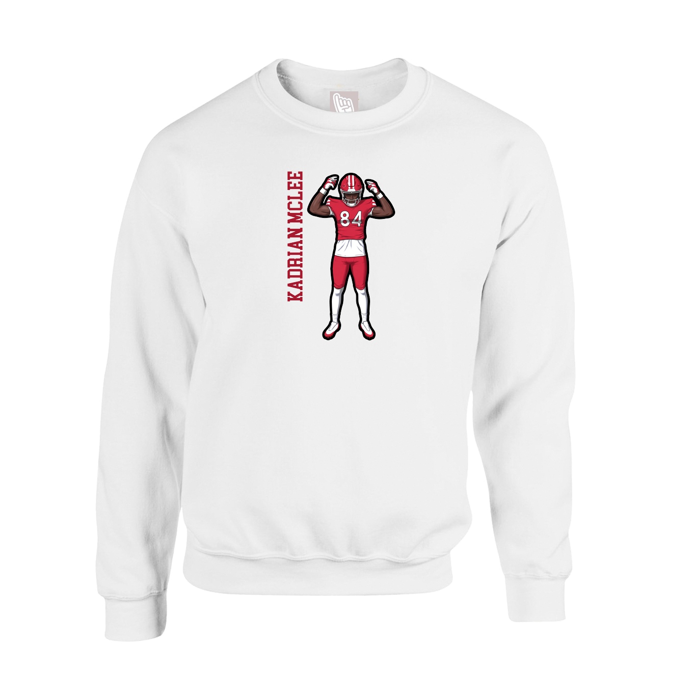 Fleece Crew — Name Vertical in White