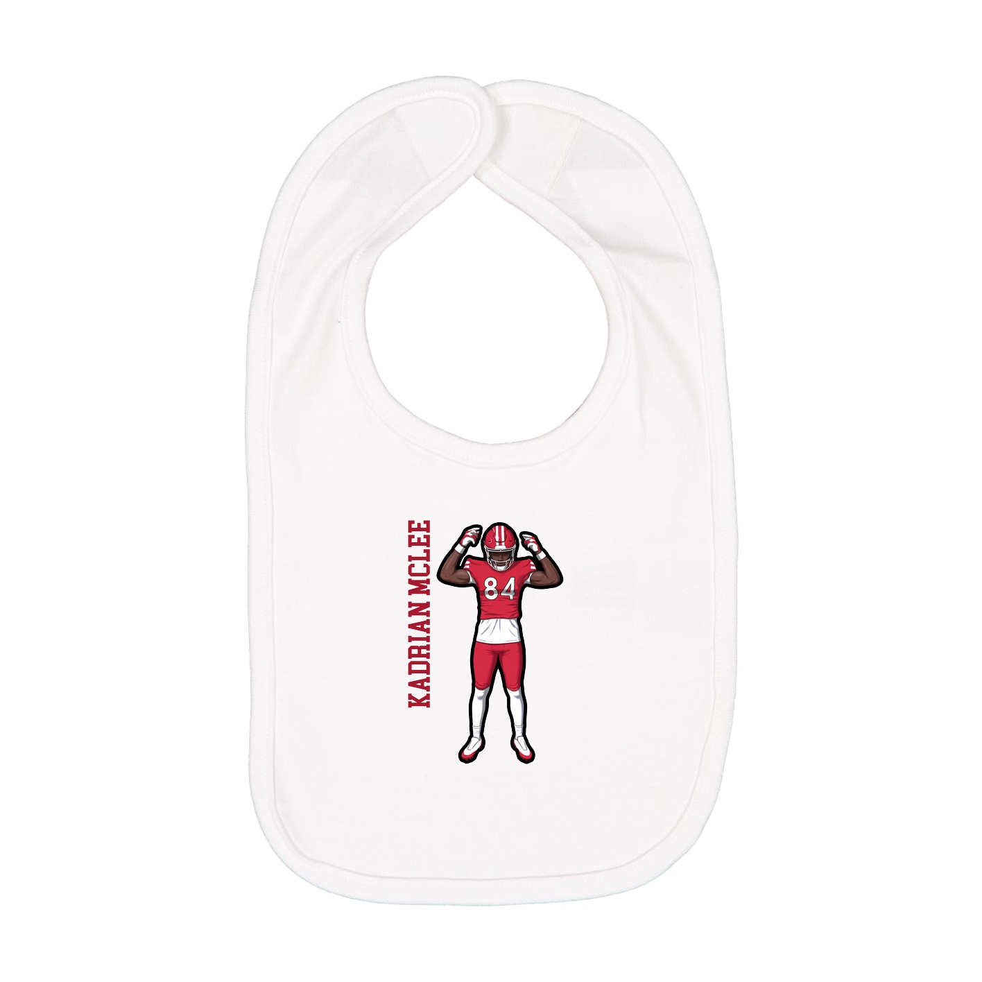 Infant Bib — Name Vertical in White