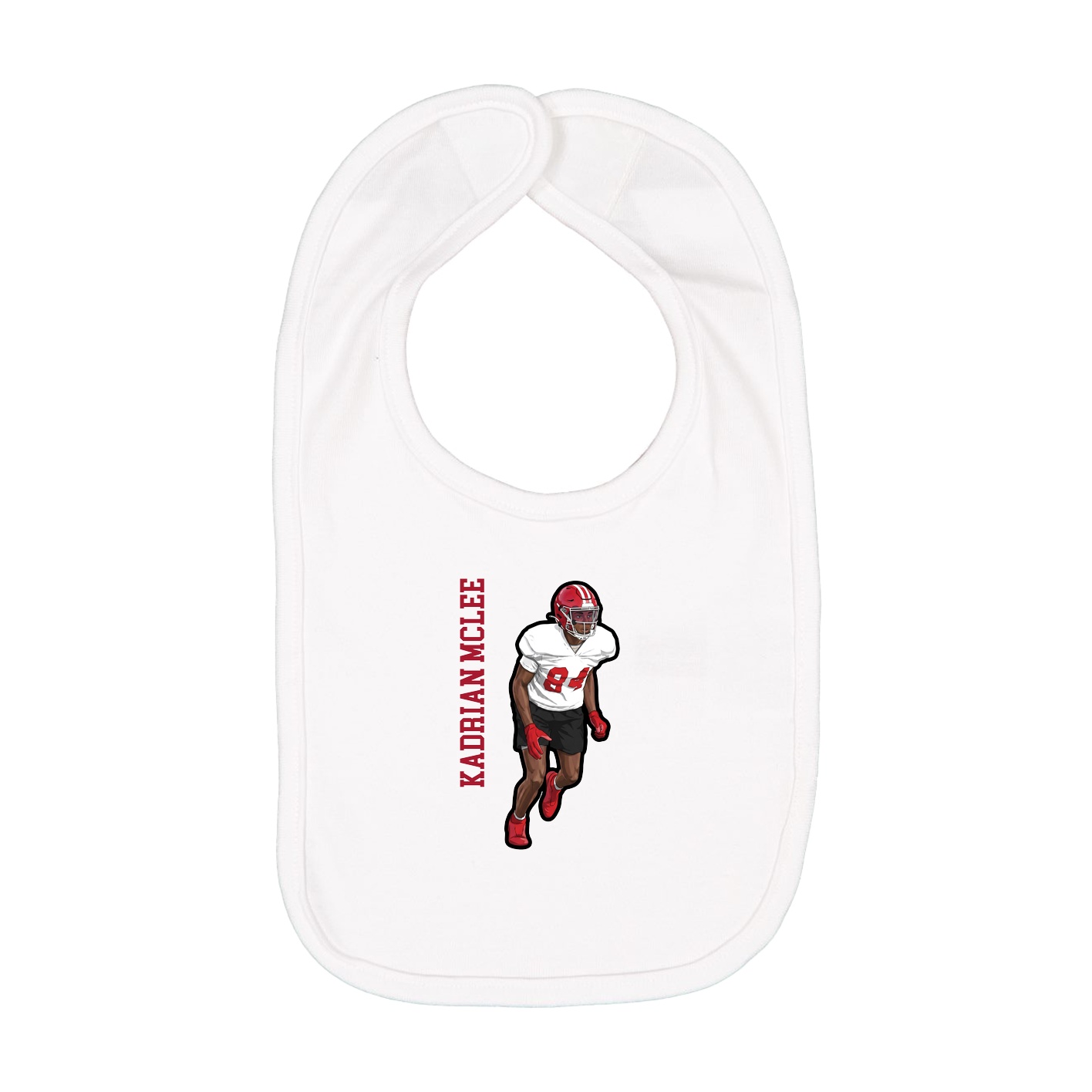 Infant Bib — Name Vertical in White