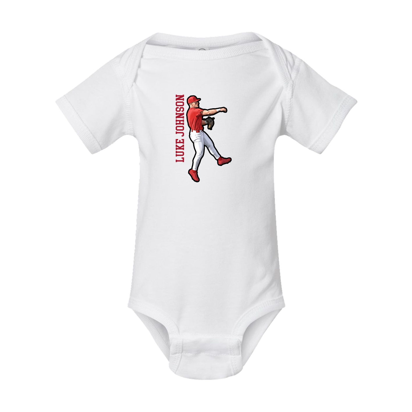 Baby Onesie — Name Vertical in White