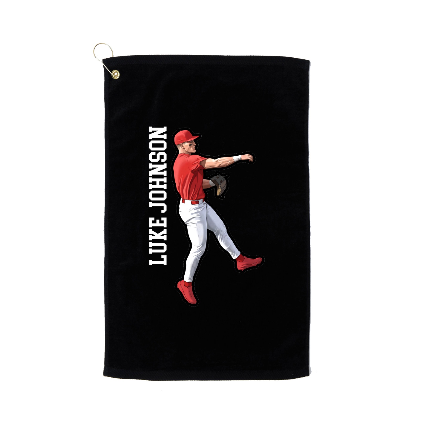 Golf Towel — Name Vertical in Black