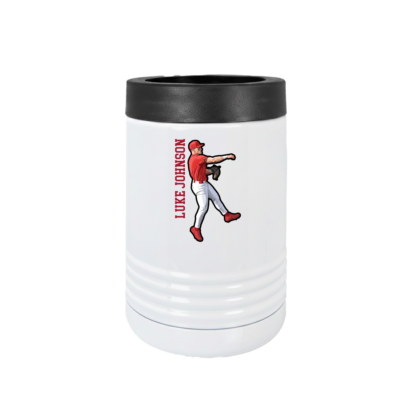 Beverage Holder — Name Vertical in White