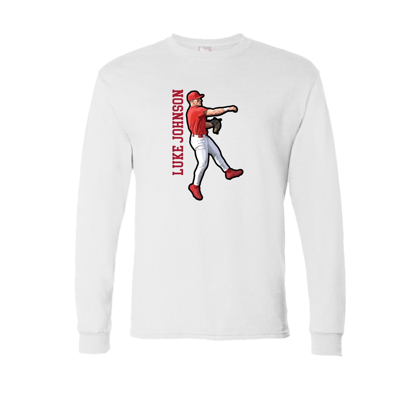 Long Sleeve Tee — Name Vertical in White
