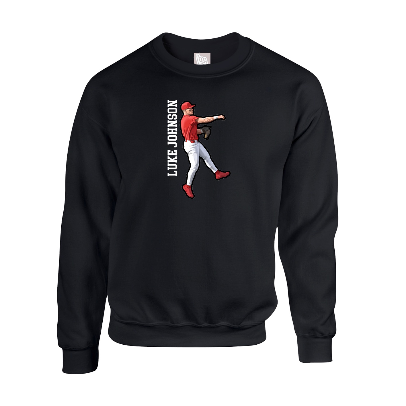 Fleece Crew — Name Vertical in Black