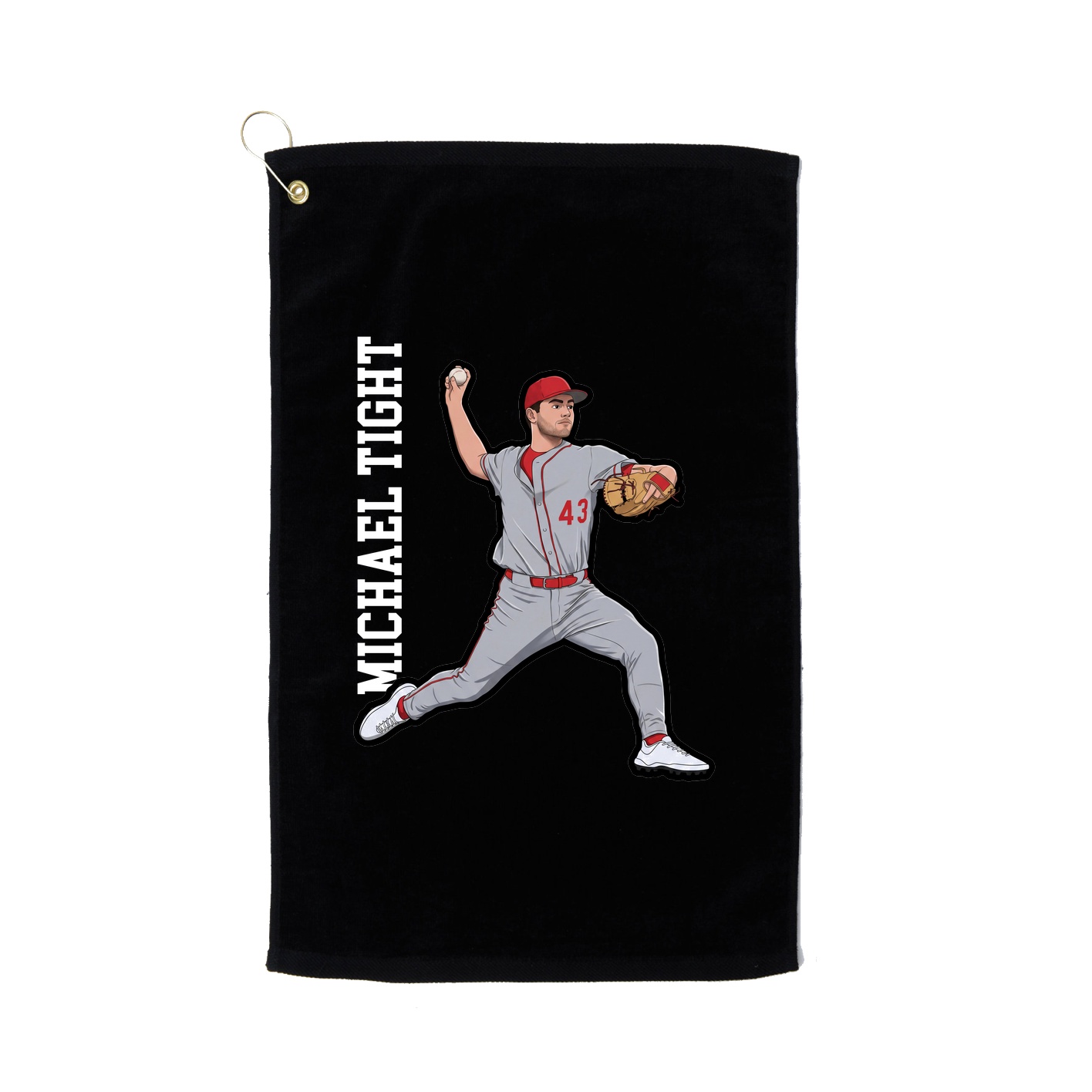Golf Towel — Name Vertical in Black