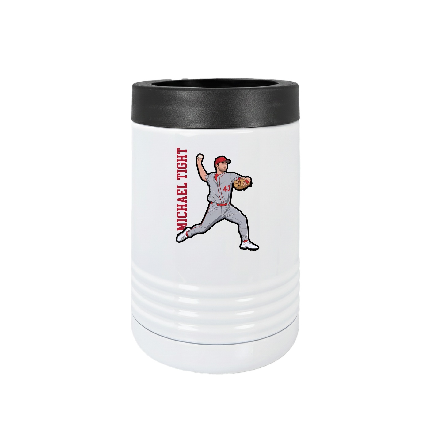 Beverage Holder — Name Vertical in White