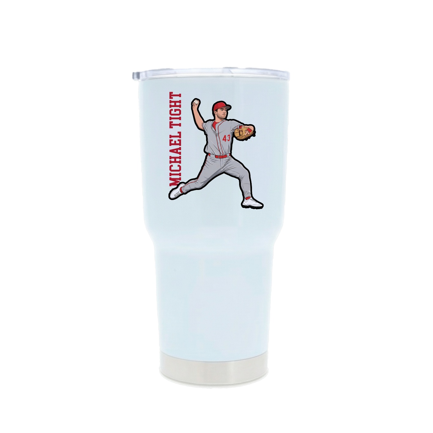 30oz Stainless Steel Tumbler — Name Vertical in White