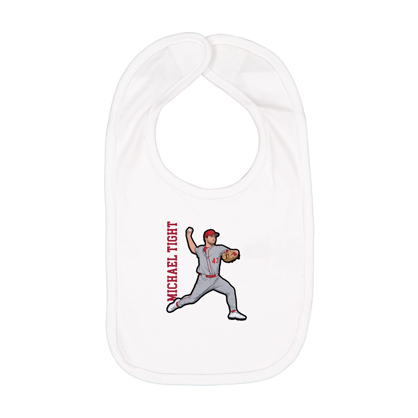 Infant Bib — Name Vertical in White