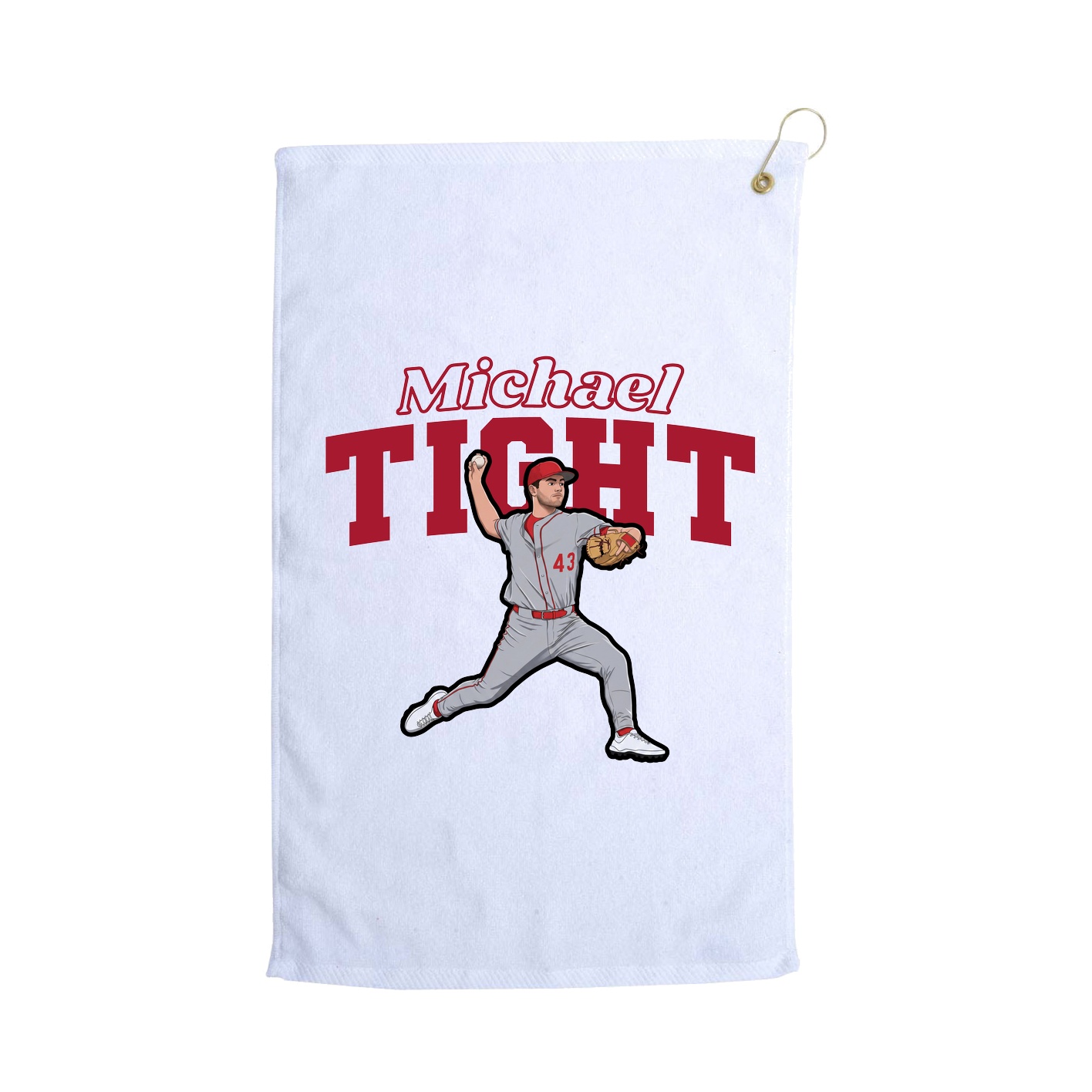 Golf Towel — Name Arch in White