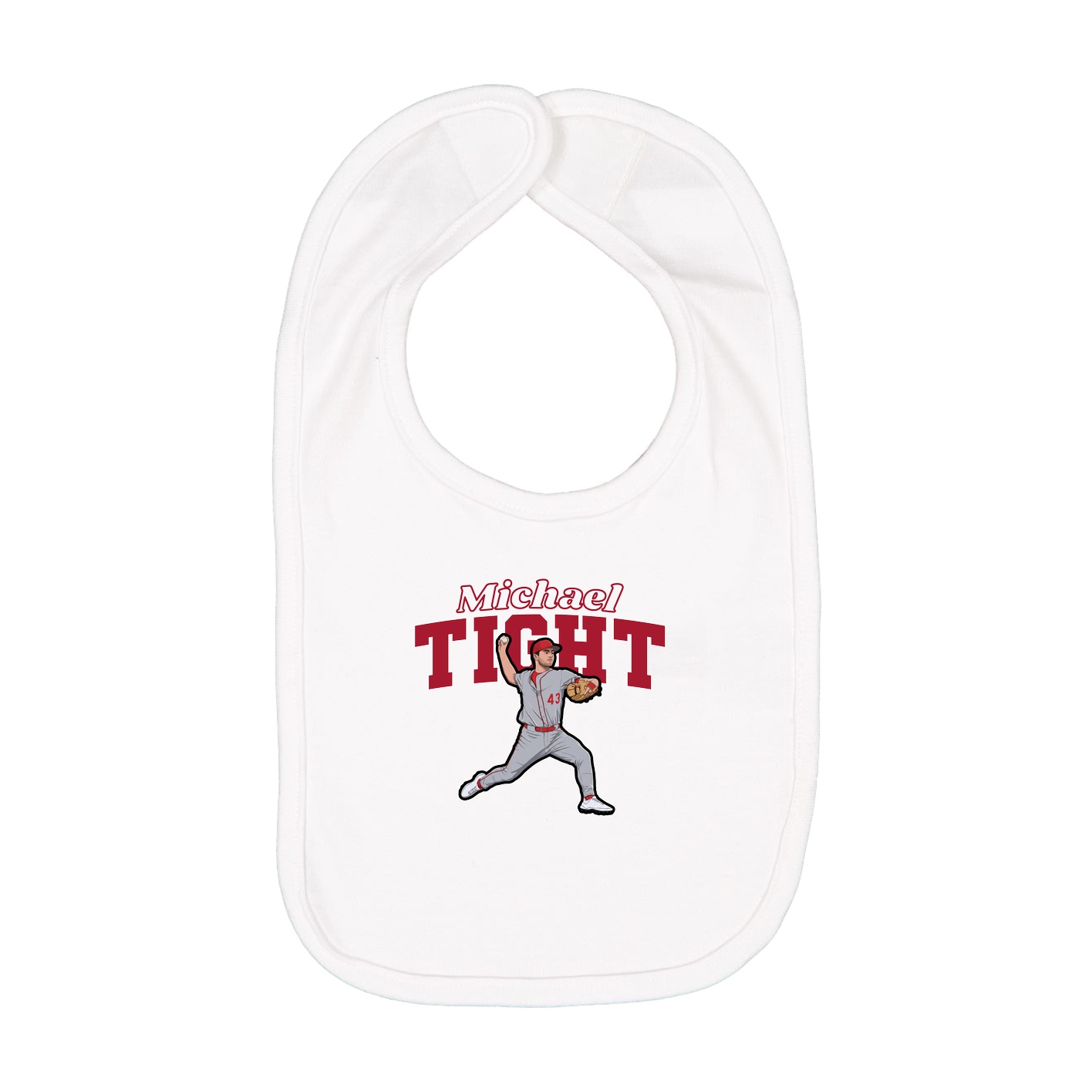 Infant Bib — Name Arch in White