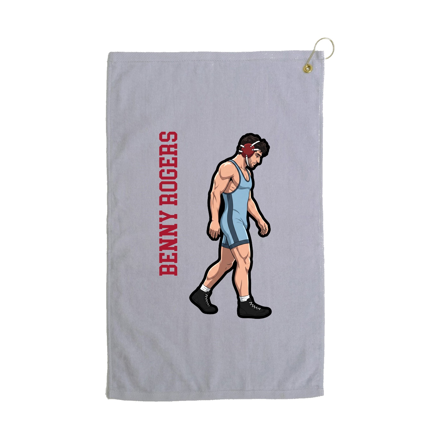 Golf Towel — Name Vertical in Grey
