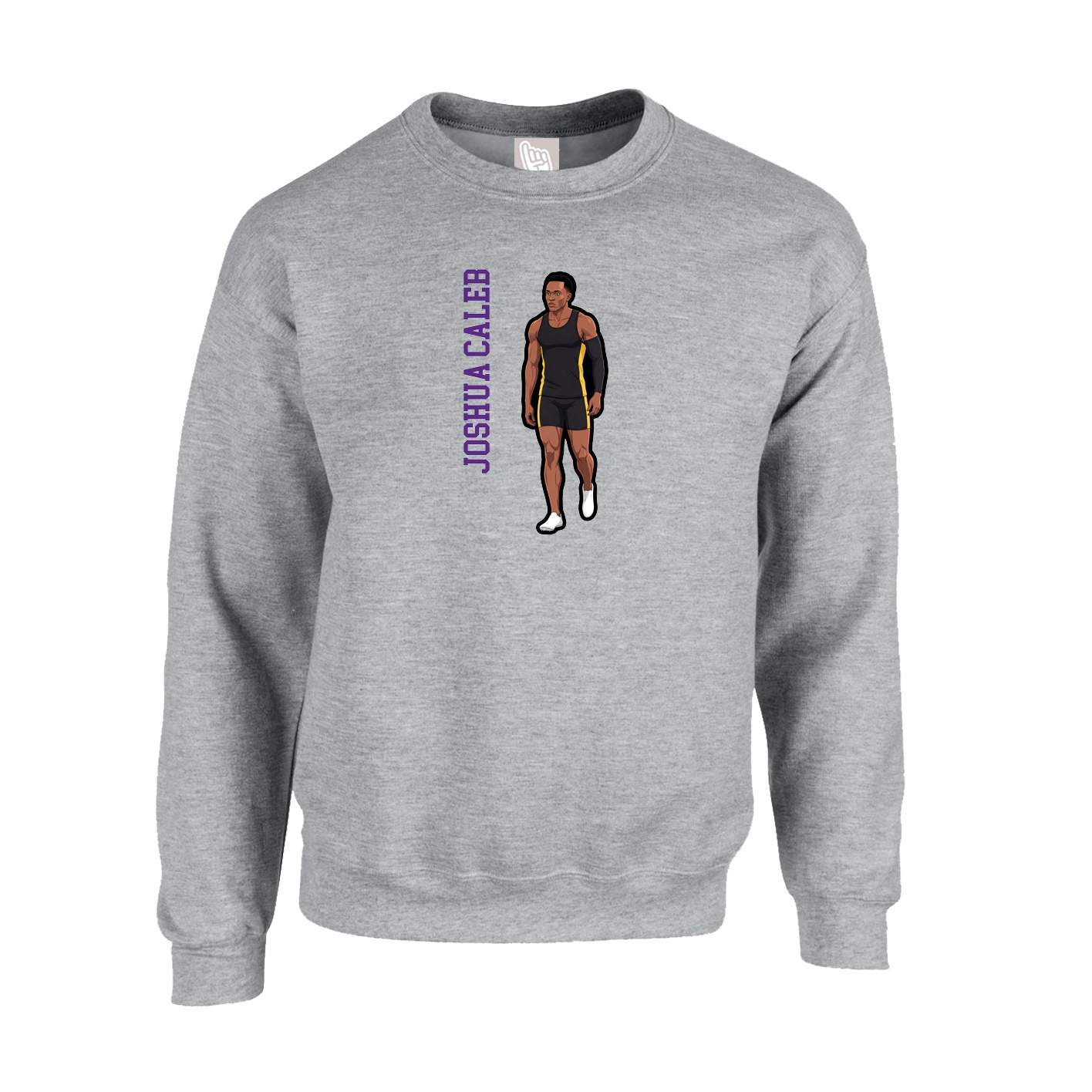 Fleece Crew — Name Vertical in Grey