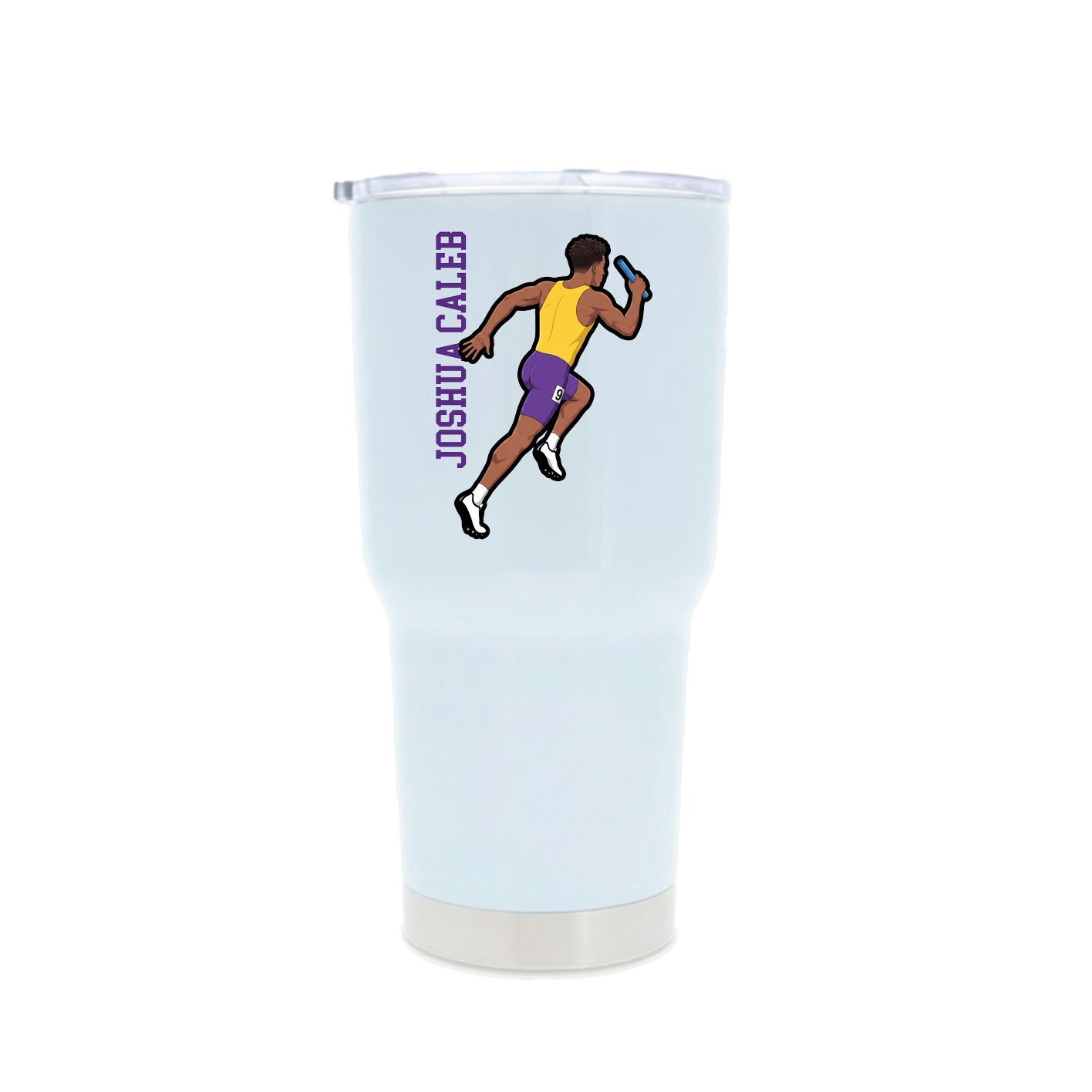 30oz Stainless Steel Tumbler — Name Vertical in White