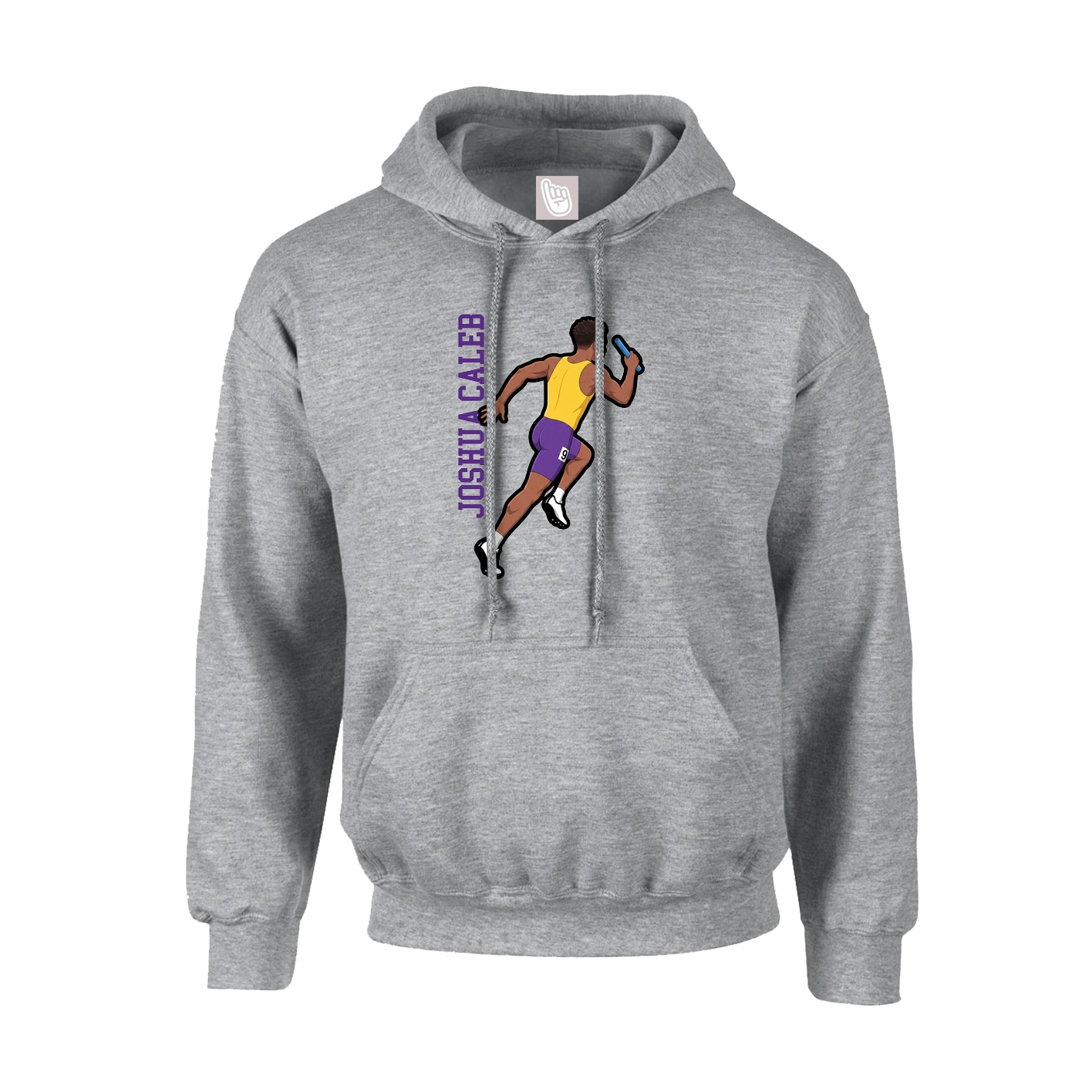 Youth Hoodie — Name Vertical in Grey