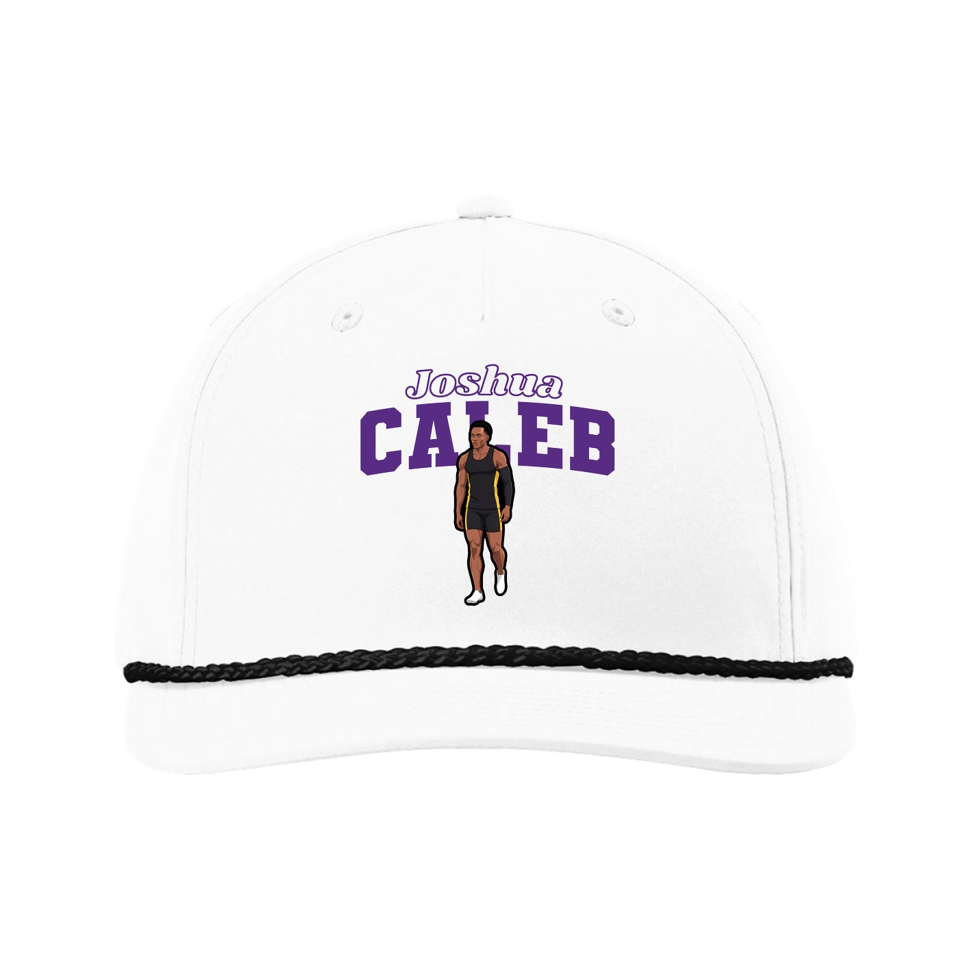 Five-Panel Classic Rope Cap — Name Arch in White