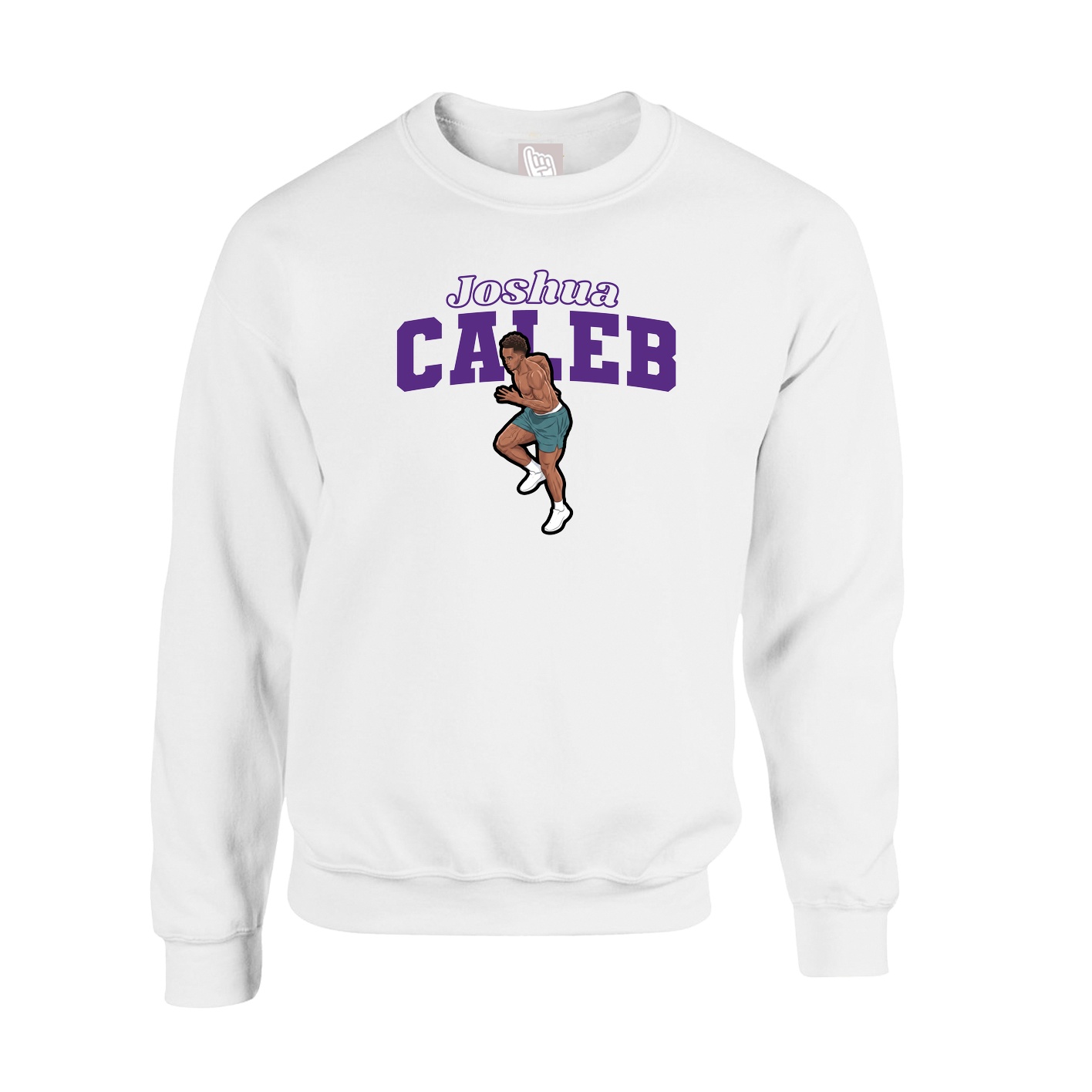 Fleece Crew — Name Arch in White