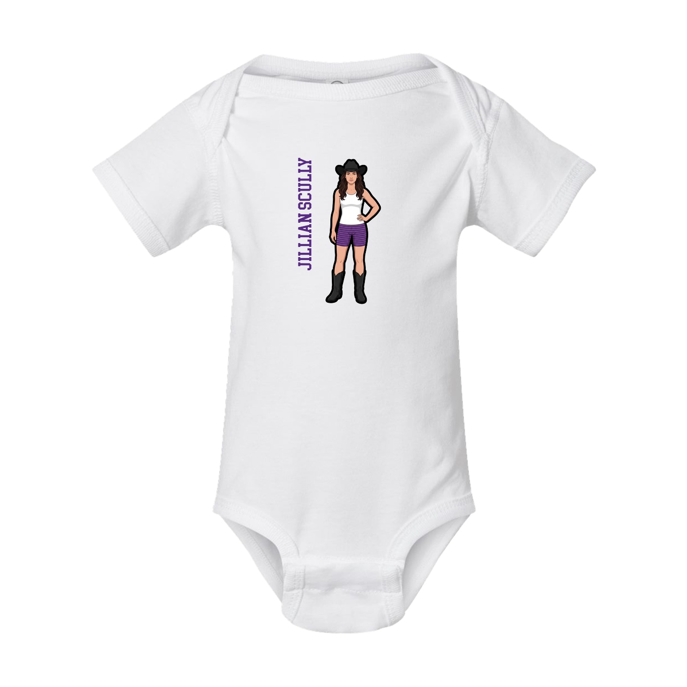 Baby Onesie — Name Vertical in White