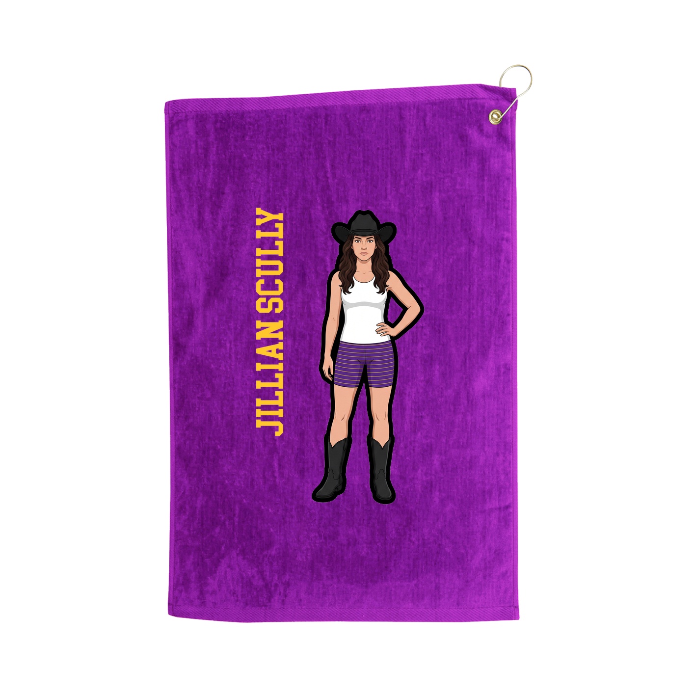Golf Towel — Name Vertical in Purple