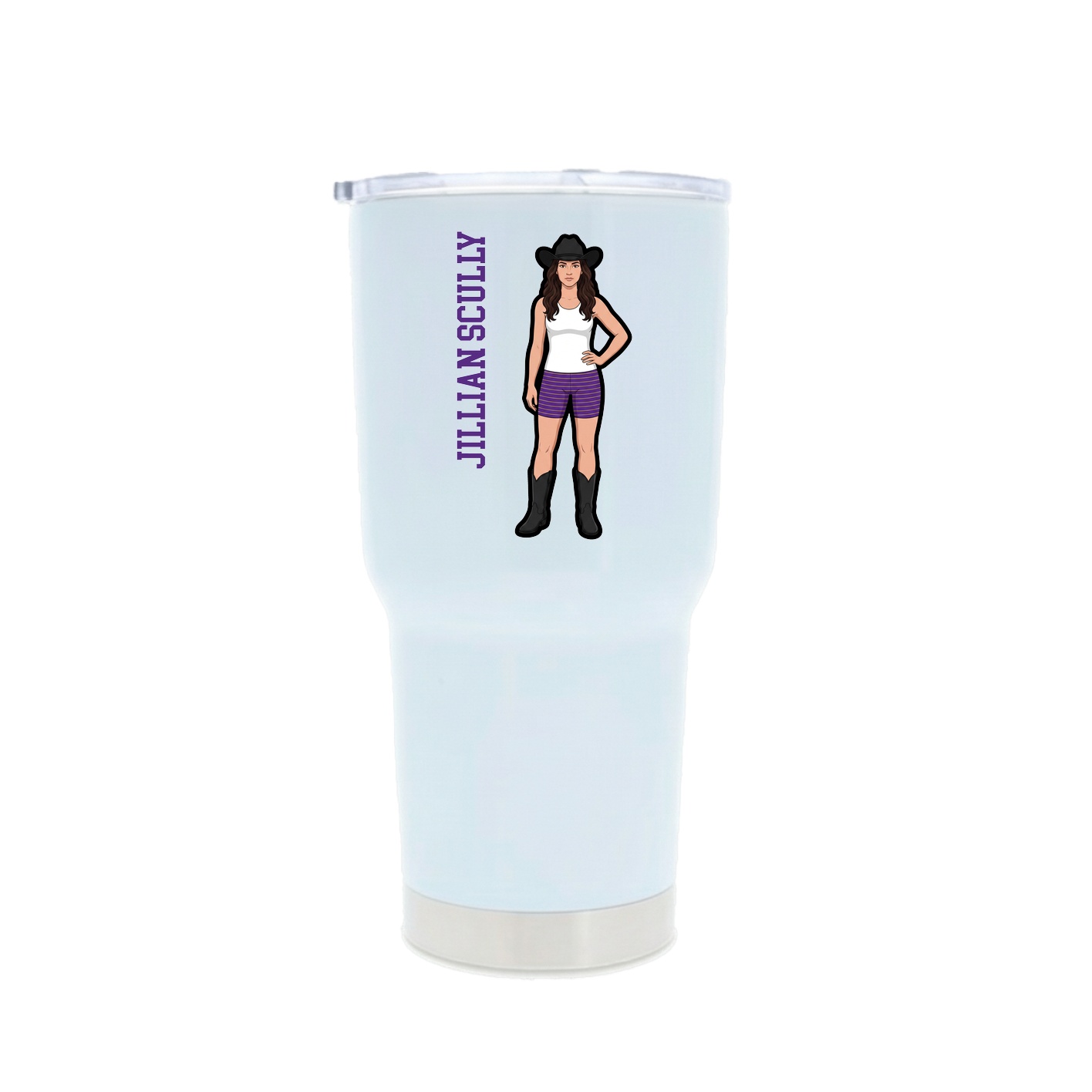 30oz Stainless Steel Tumbler — Name Vertical in White