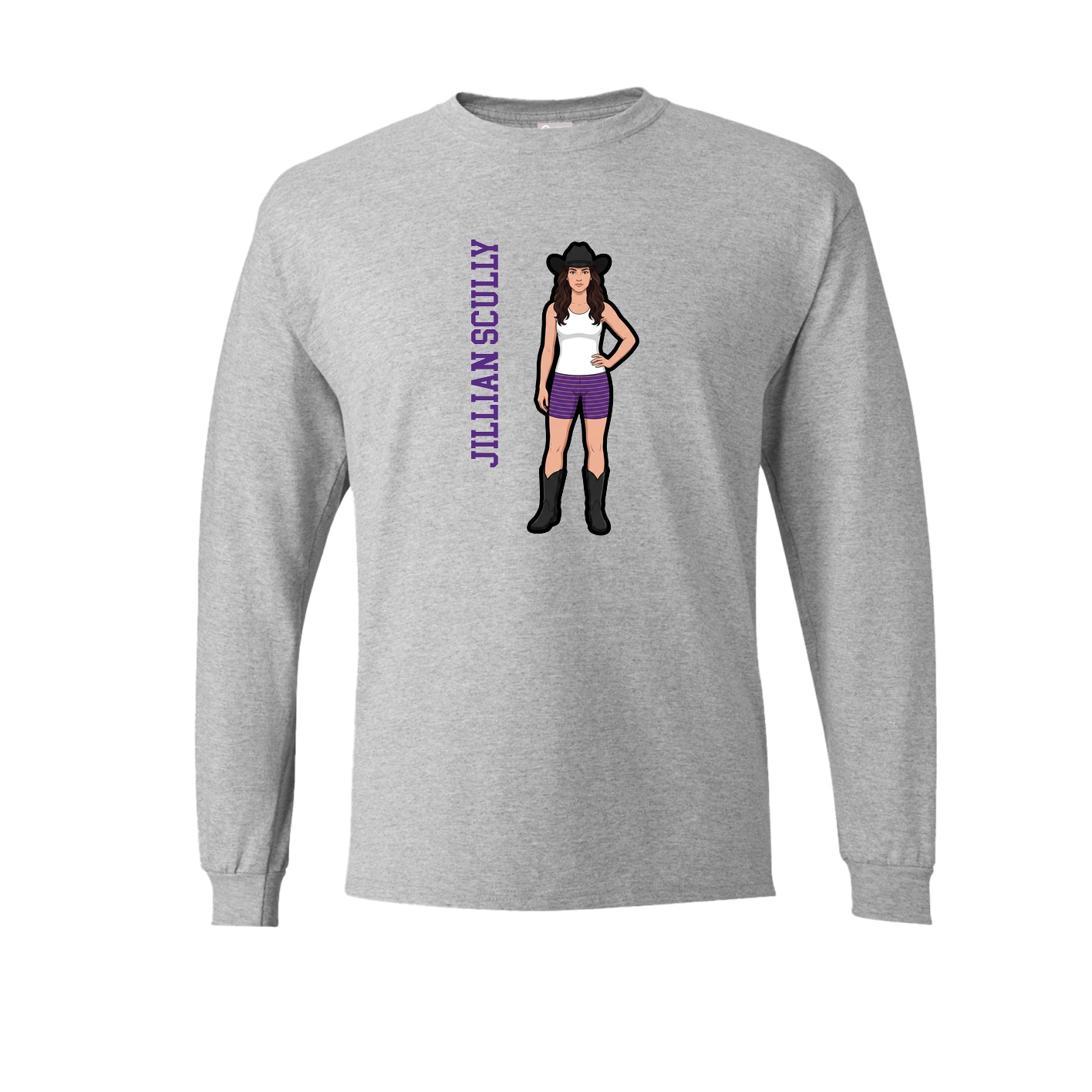 Long Sleeve Tee — Name Vertical in Grey