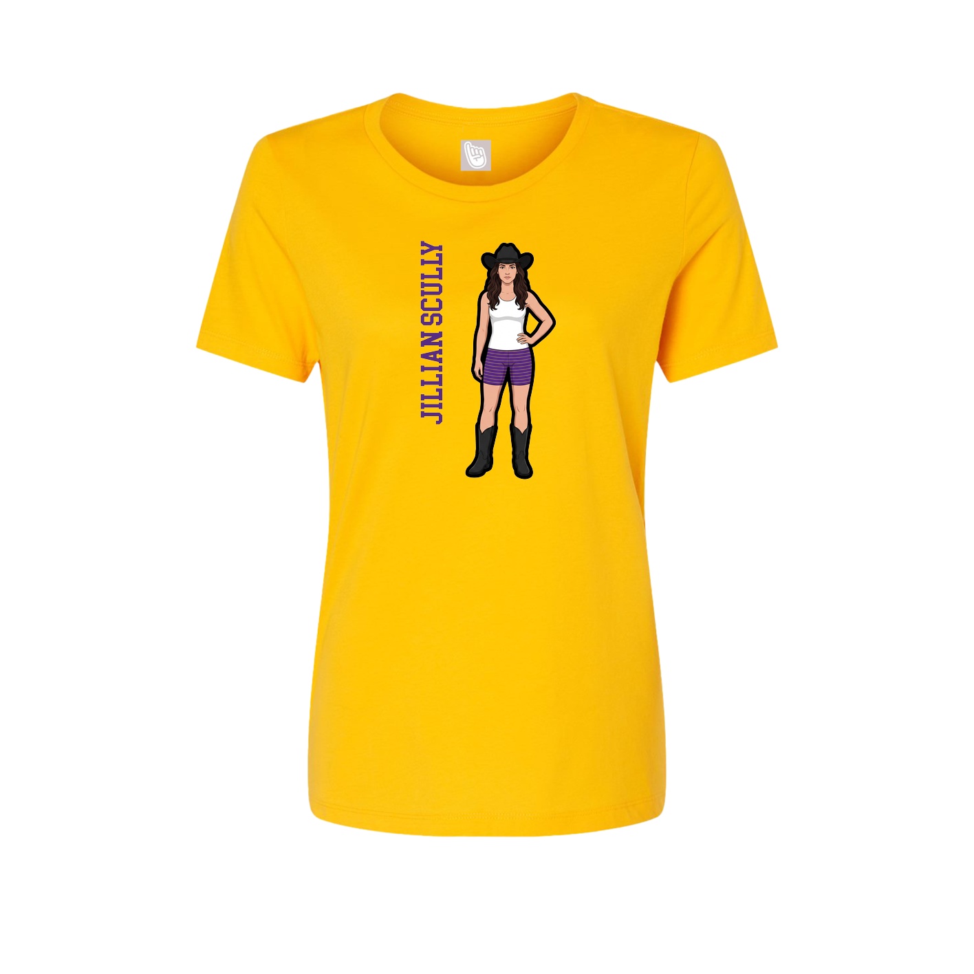 Fitted Women's Tee — Name Vertical in Gold