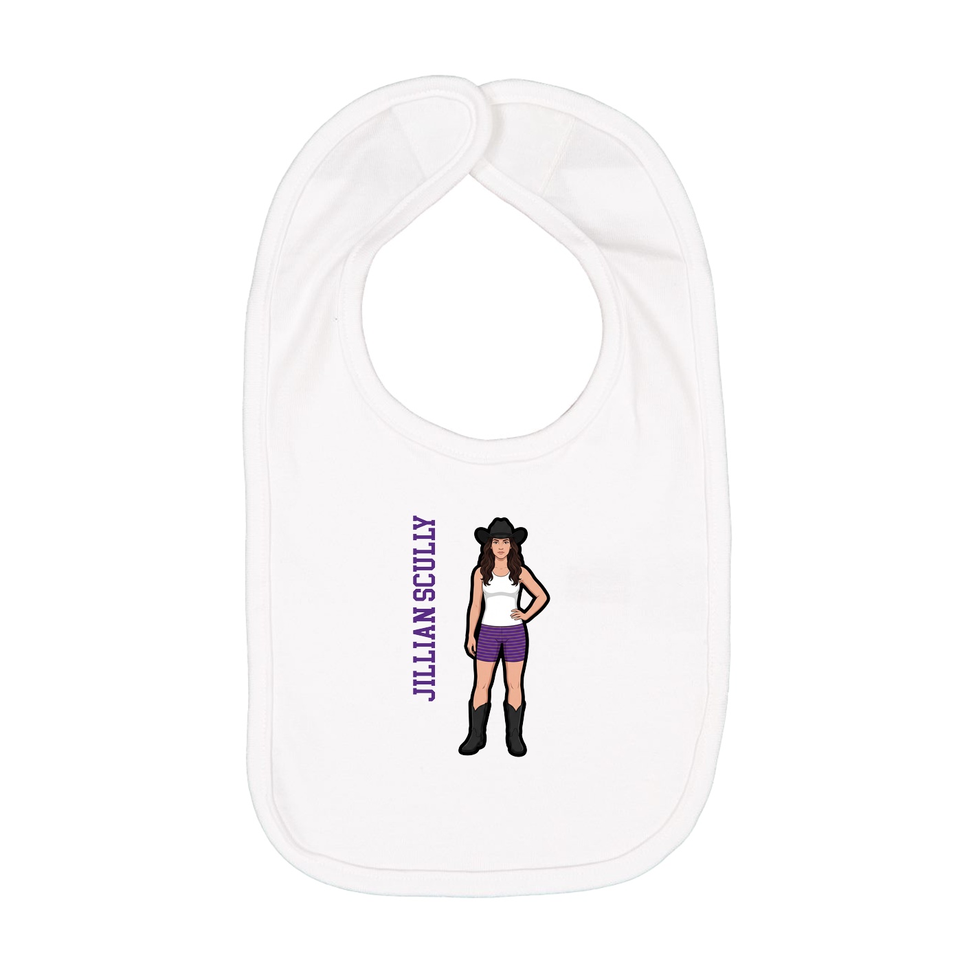 Infant Bib — Name Vertical in White
