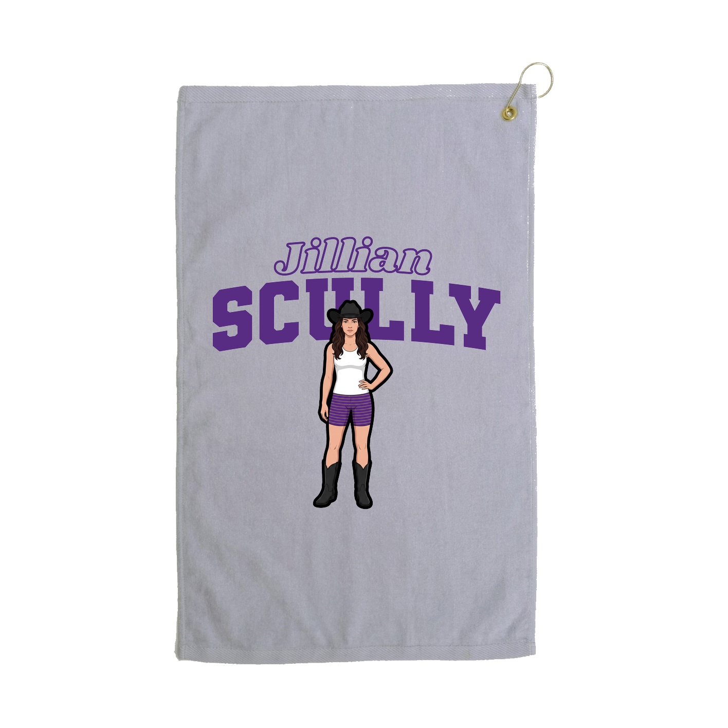 Golf Towel — Name Arch in Grey