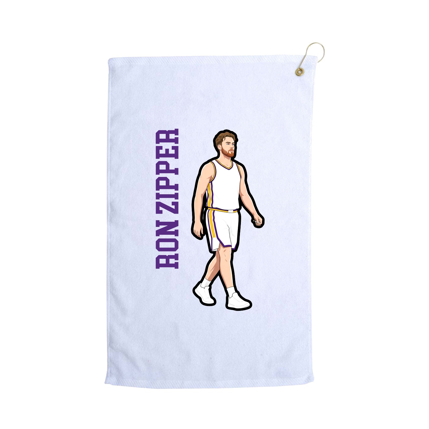 Golf Towel — Name Vertical in White