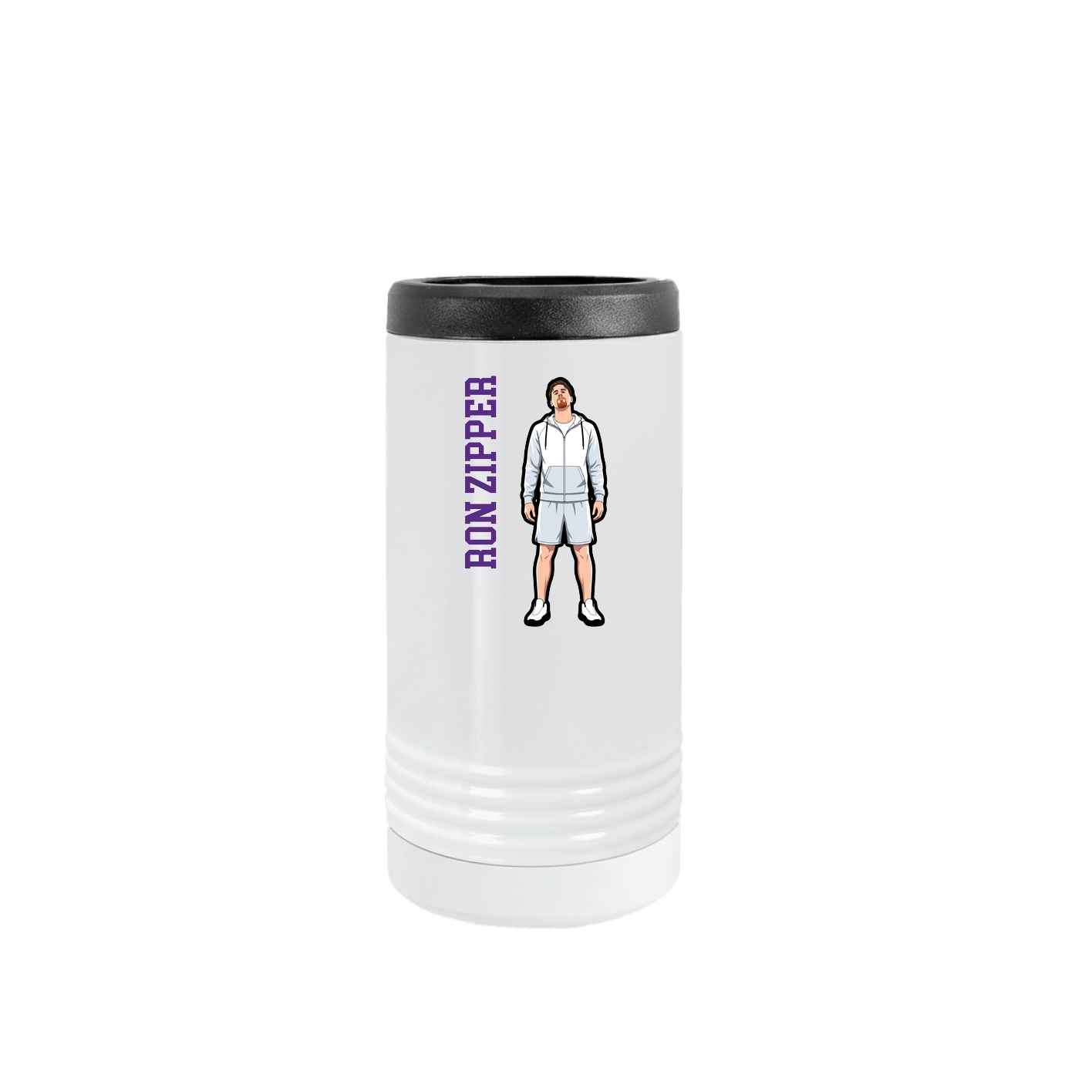 Slim Beverage Holder — Name Vertical in White