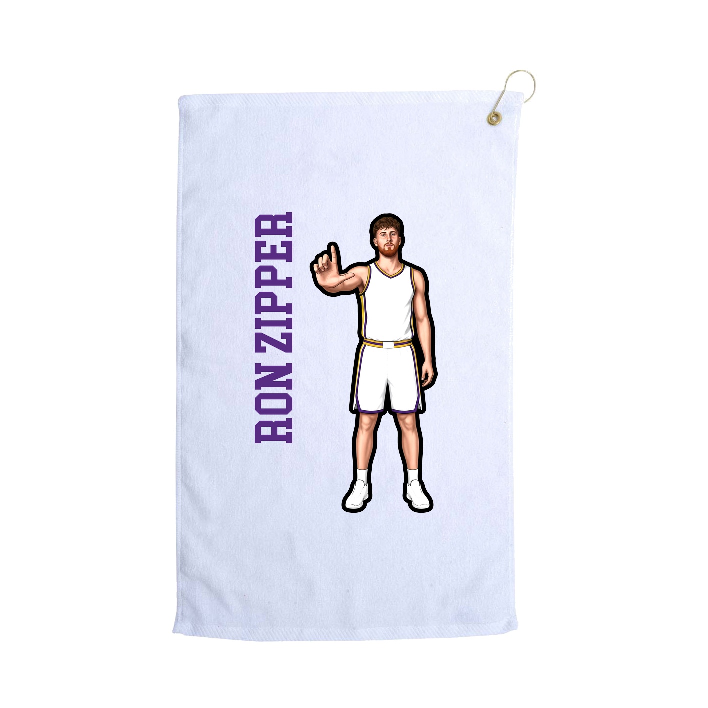 Golf Towel — Name Vertical in White