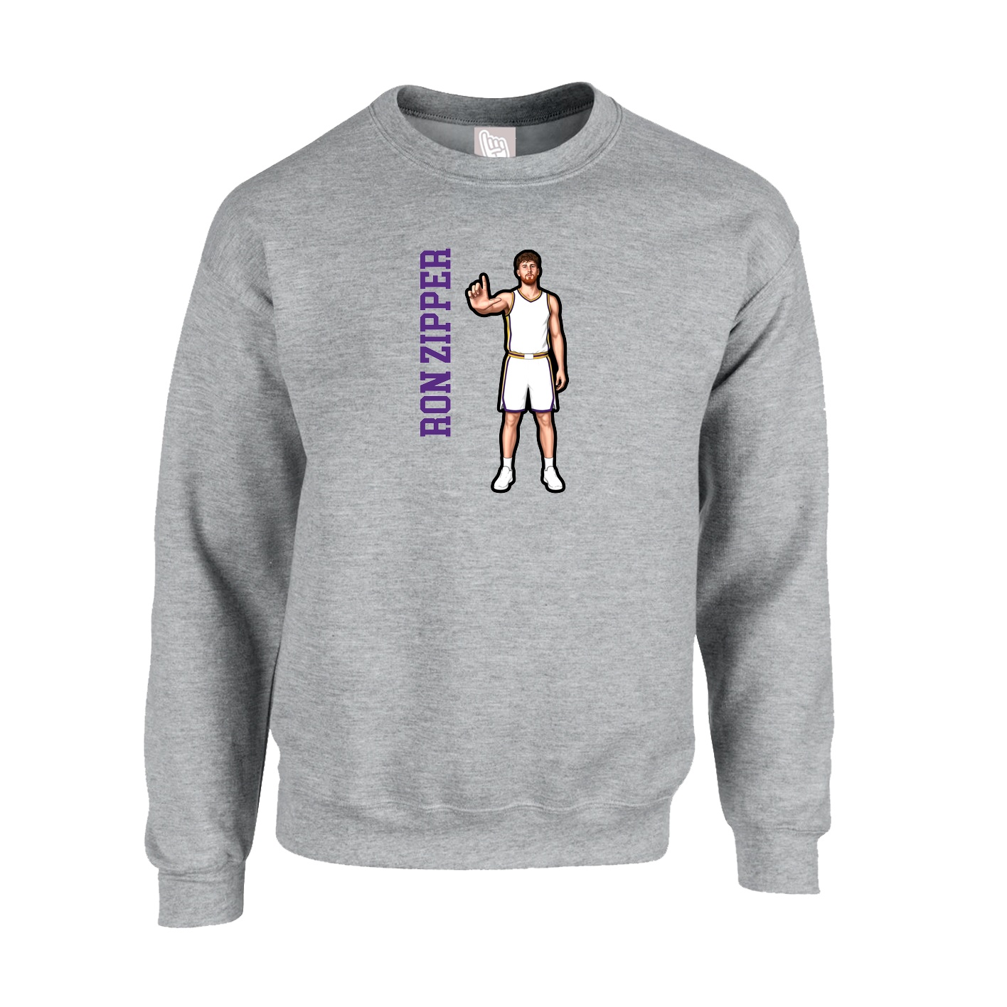 Fleece Crew — Name Vertical in Grey