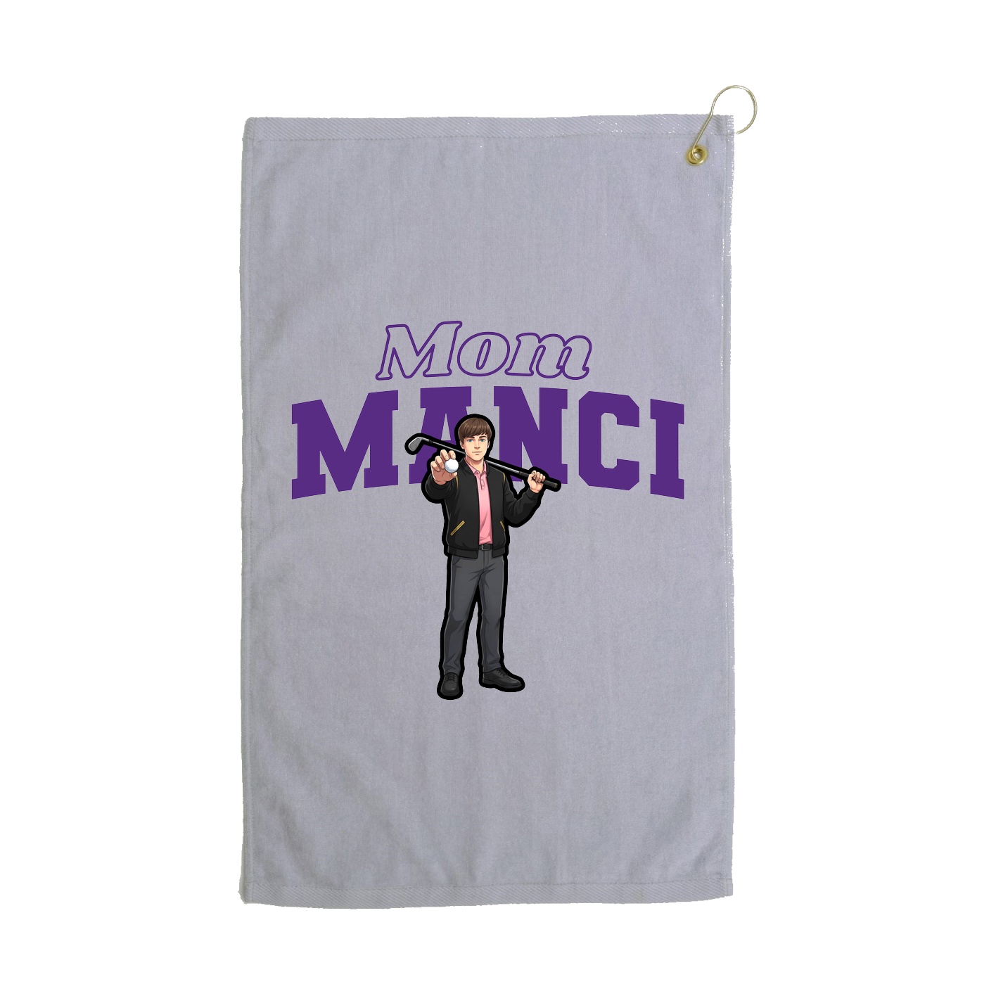 Golf Towel — Mothers Day Block in Grey