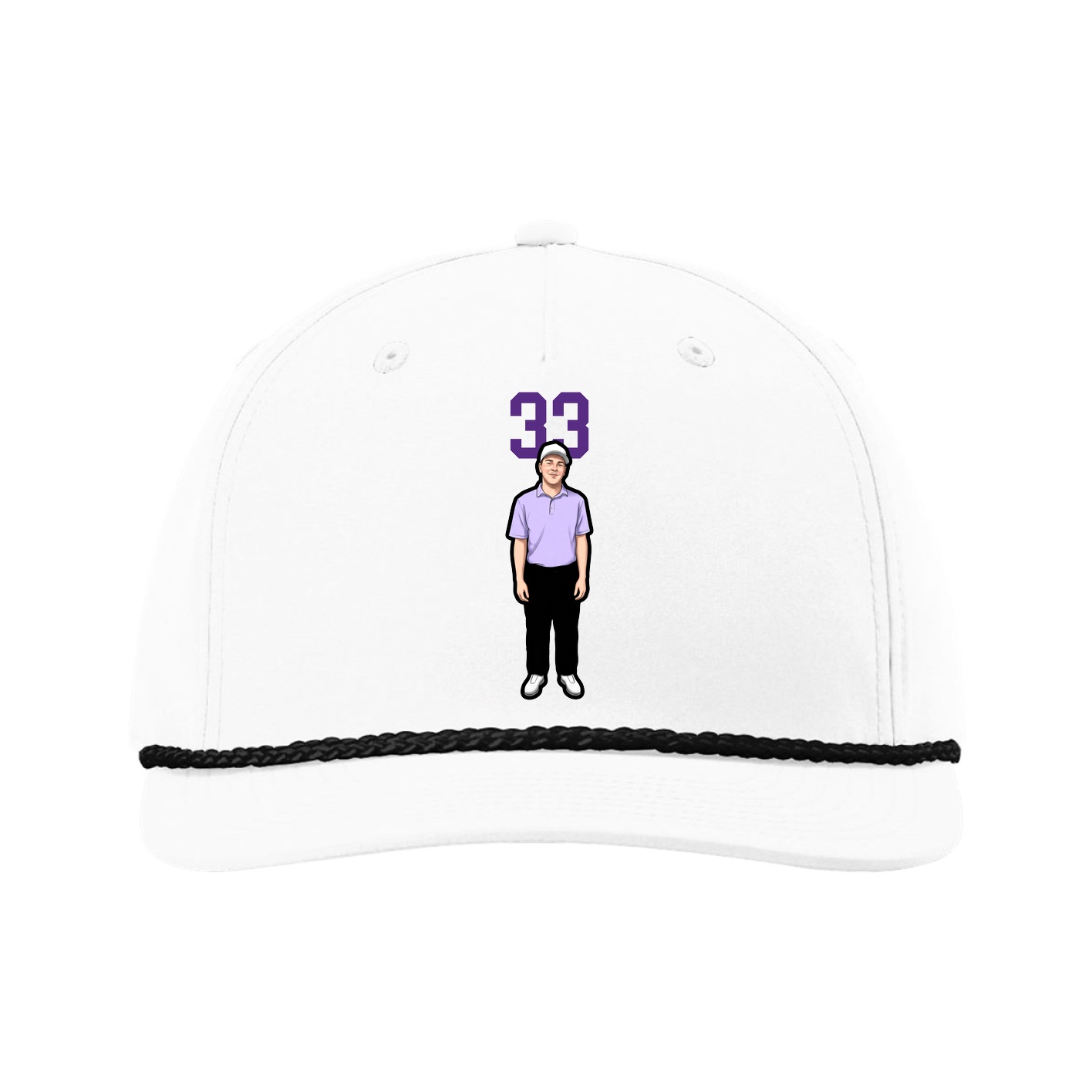 Five-Panel Classic Rope Cap — Number Top in White