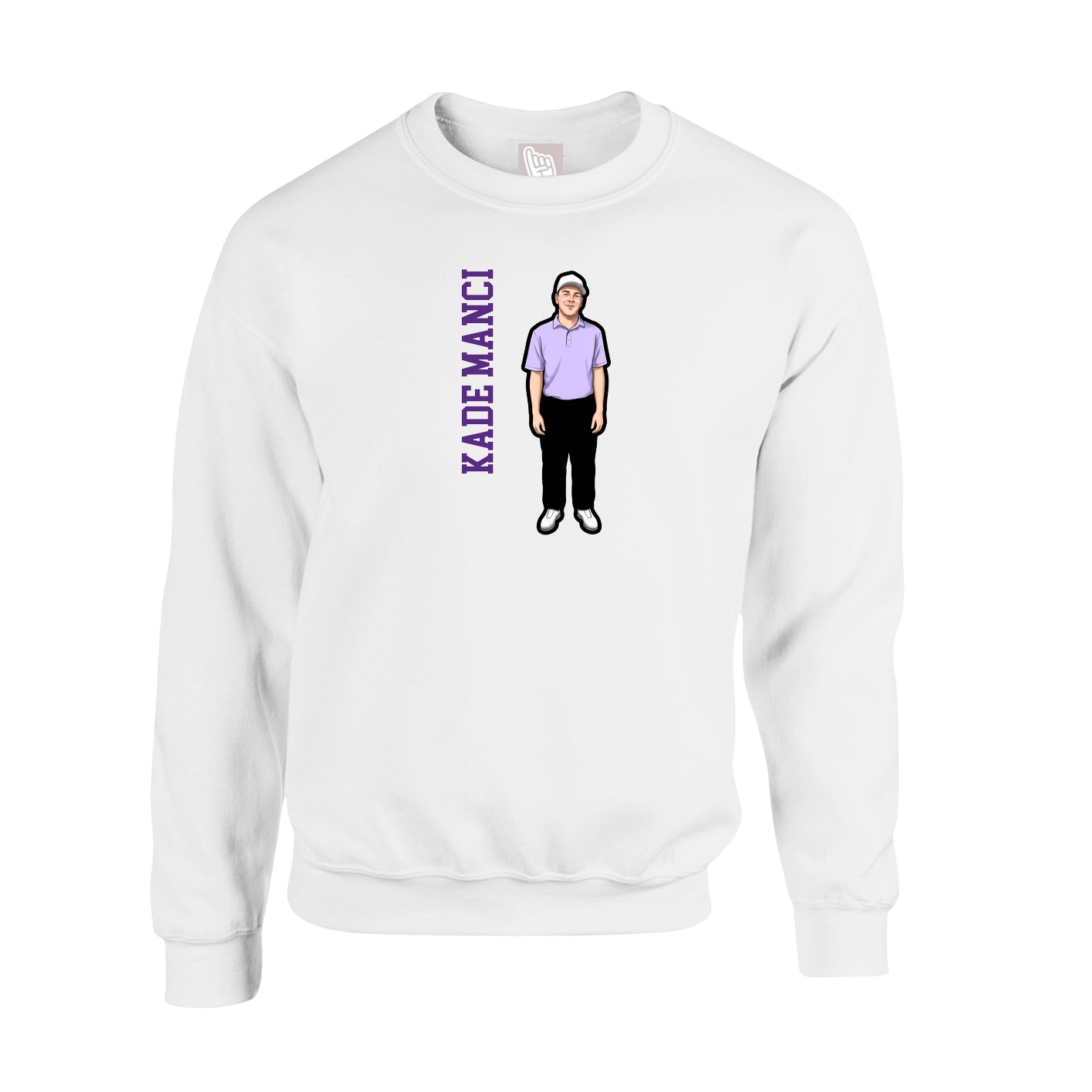 Fleece Crew — Name Vertical in White