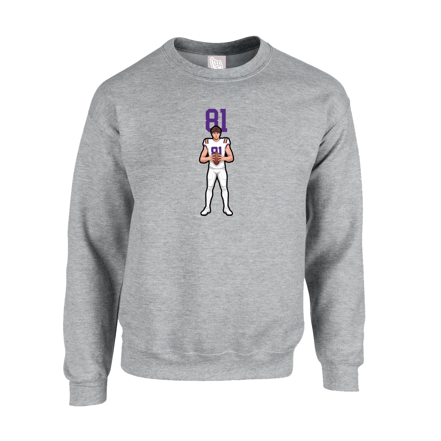 Fleece Crew — Number Top in Grey