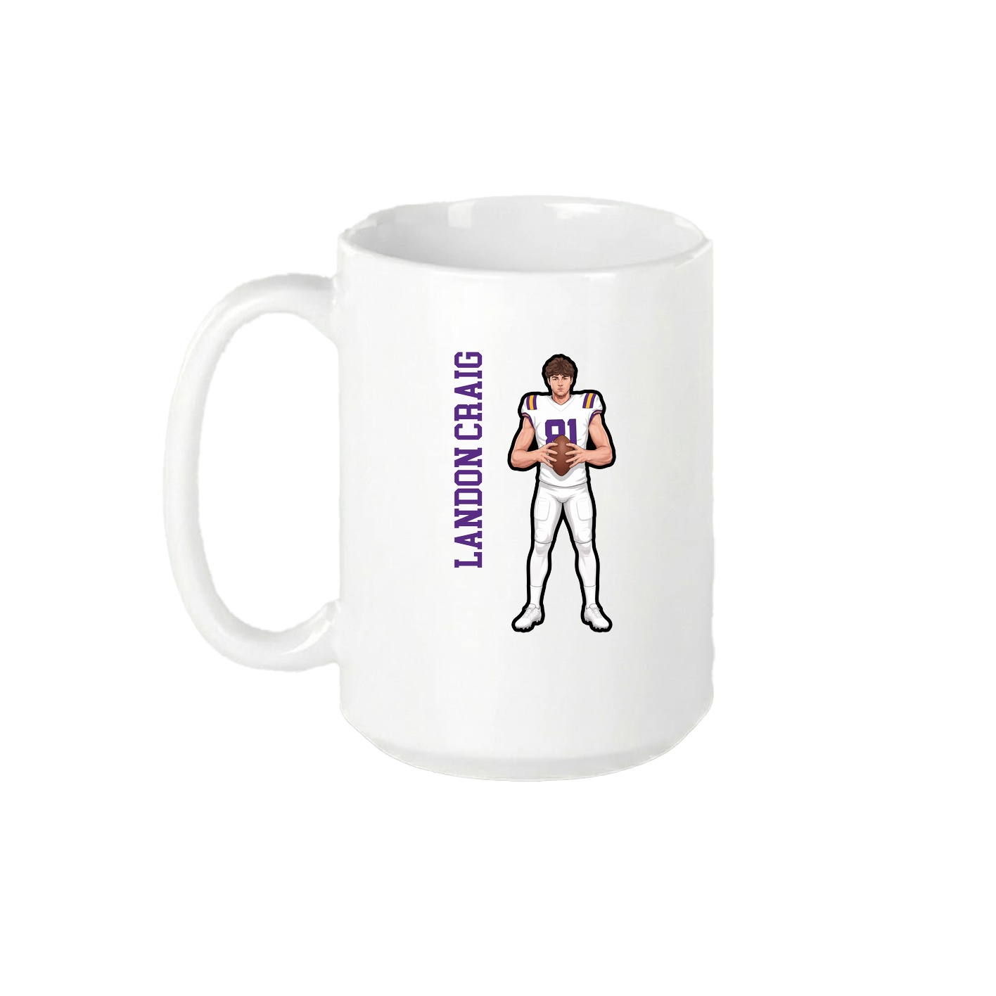 15oz Coffee Mug — Name Vertical in White