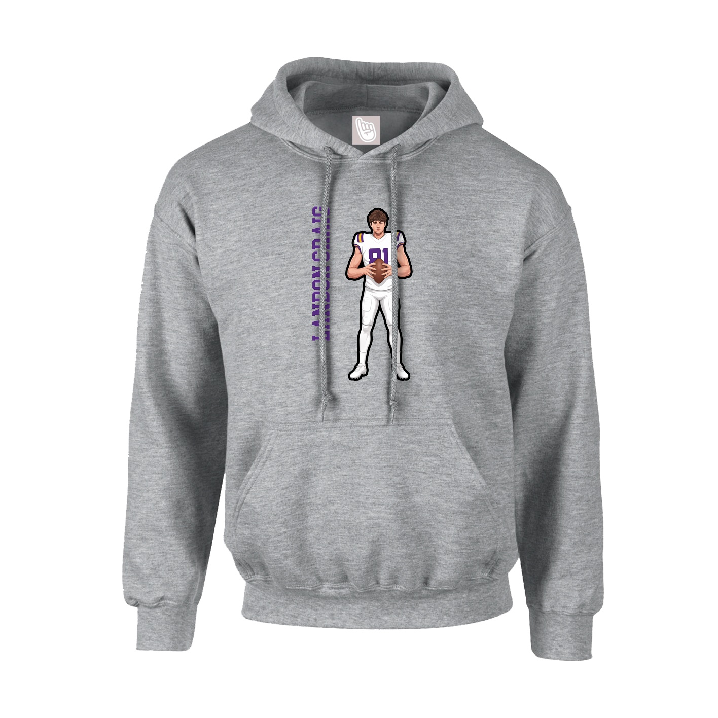 Hoodie — Name Vertical in Grey
