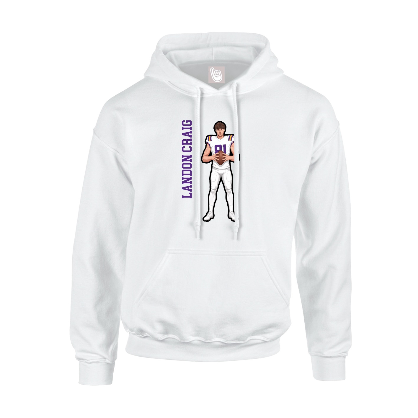 Youth Hoodie — Name Vertical in White