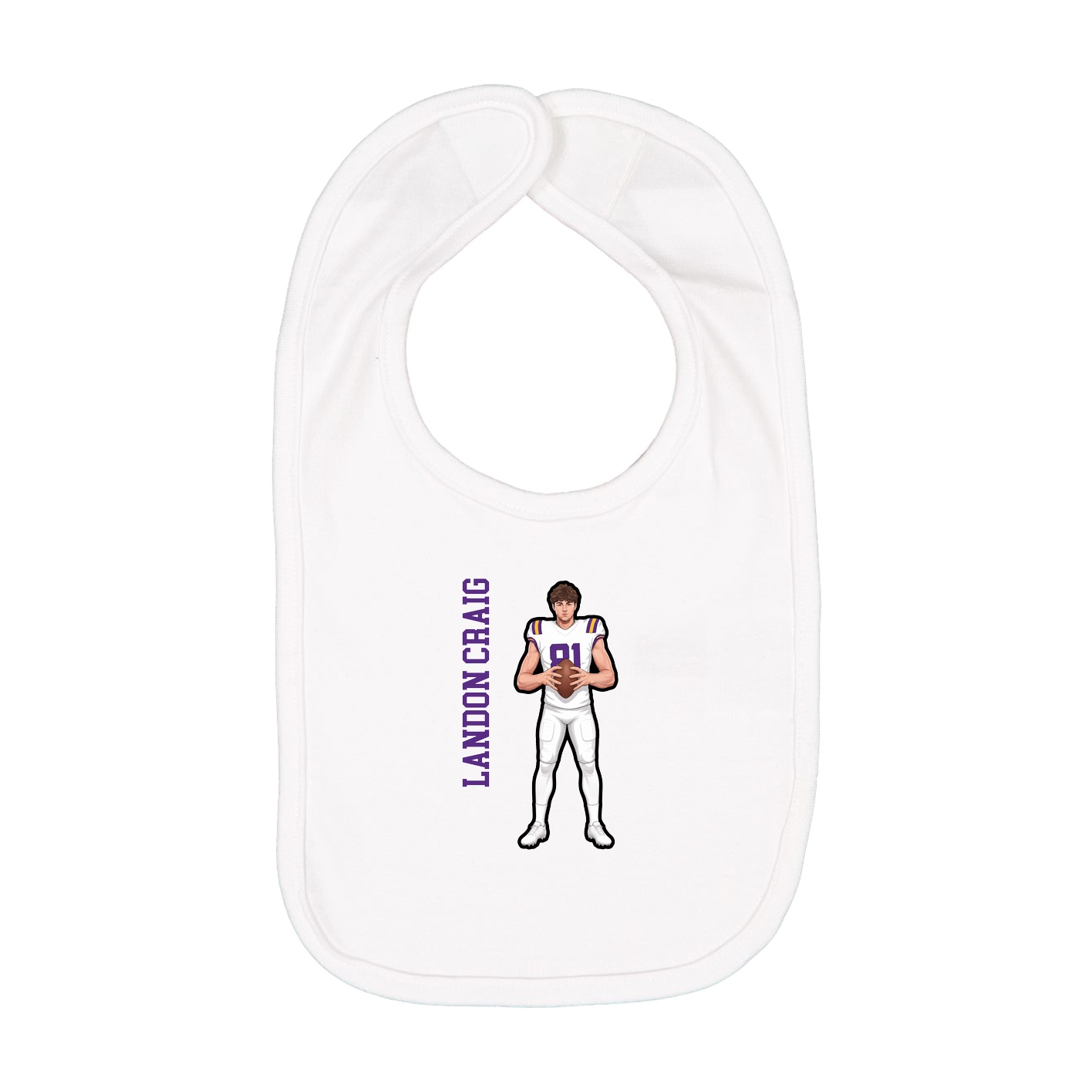 Infant Bib — Name Vertical in White