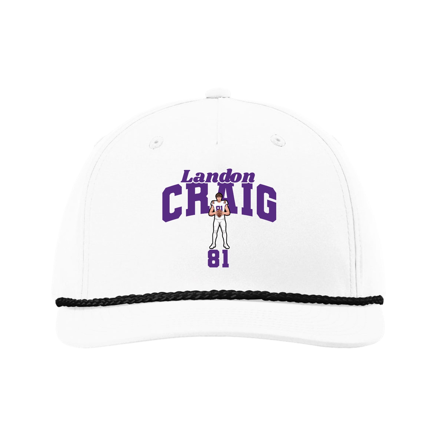 Five-Panel Classic Rope Cap — Signature Arch in White