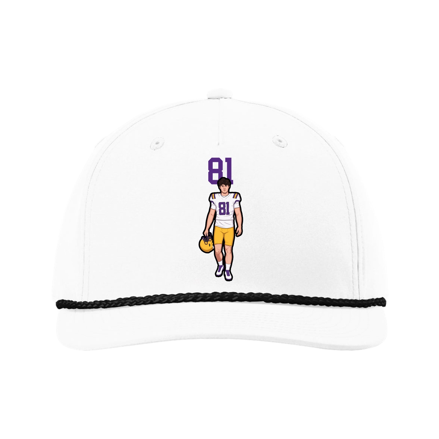 Five-Panel Classic Rope Cap — Number Top in White