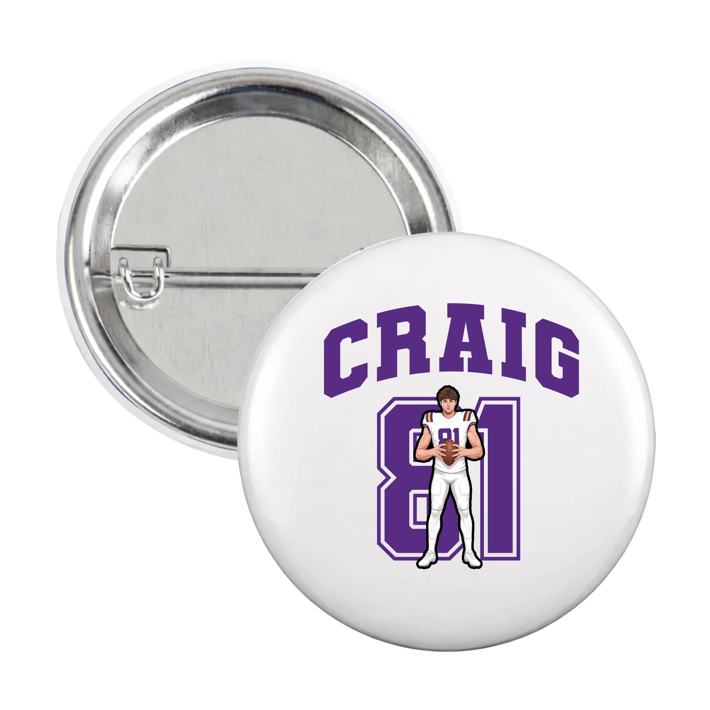 Game Day Button — Number in White